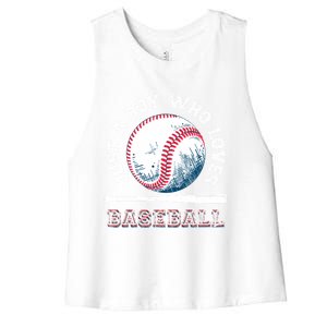 American Sport Fan Baseball Lover Batter Baseball Cute Gift Women's Racerback Cropped Tank