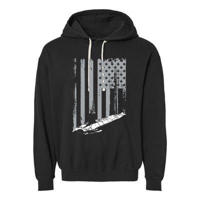 American Submariner Flag Patriotic Submarine Veteran Grandpa Garment-Dyed Fleece Hoodie