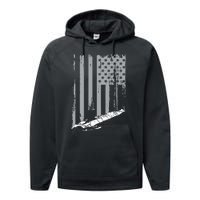 American Submariner Flag Patriotic Submarine Veteran Grandpa Performance Fleece Hoodie