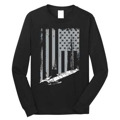 American Submariner Flag Patriotic Submarine Veteran Grandpa Long Sleeve Shirt