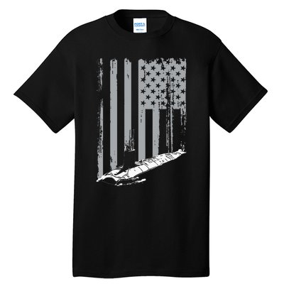 American Submariner Flag Patriotic Submarine Veteran Grandpa Tall T-Shirt