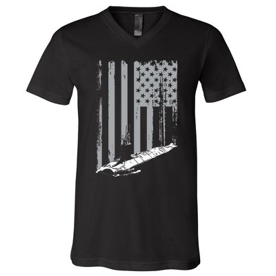 American Submariner Flag Patriotic Submarine Veteran Grandpa V-Neck T-Shirt