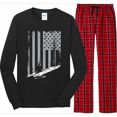 American Submariner Flag Patriotic Submarine Veteran Grandpa Long Sleeve Pajama Set