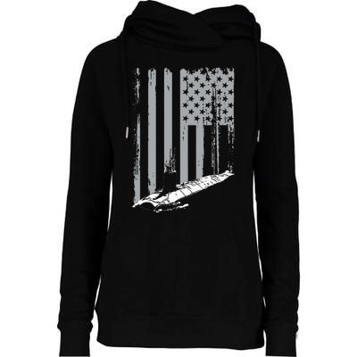 American Submariner Flag Patriotic Submarine Veteran Grandpa Womens Funnel Neck Pullover Hood