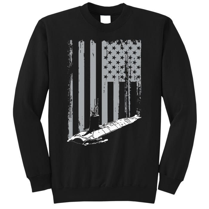 American Submariner Flag Patriotic Submarine Veteran Grandpa Tall Sweatshirt