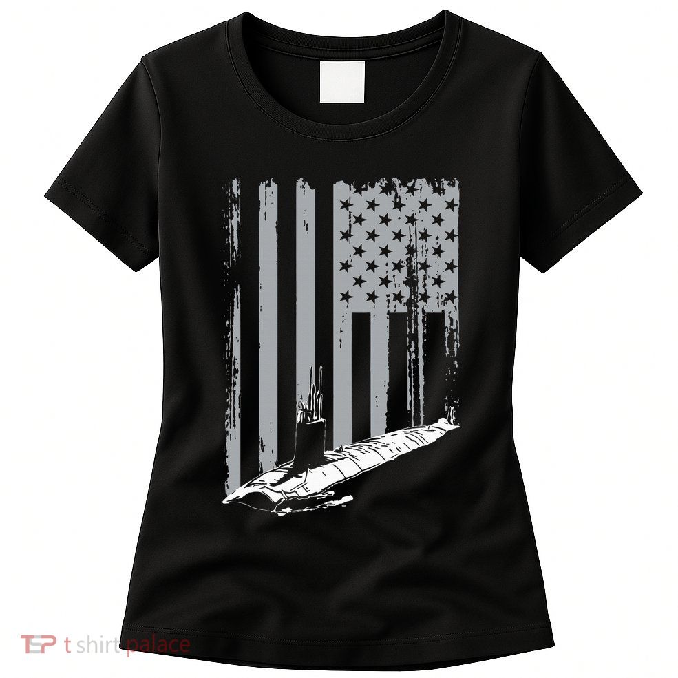 American Submariner Flag Patriotic Submarine Veteran Grandpa Women's T-Shirt