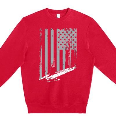 American Submariner Flag Patriotic Submarine Veteran Grandpa Premium Crewneck Sweatshirt