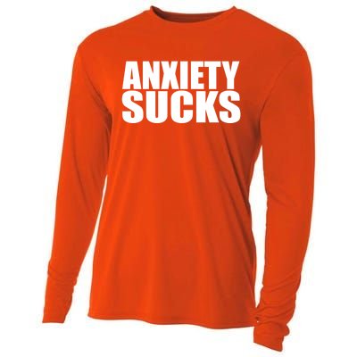 Anxiety Sucks Funny Stress Anxiety Awareness Meaningful Gift Cooling Performance Long Sleeve Crew