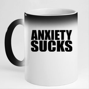 Anxiety Sucks Funny Stress Anxiety Awareness Meaningful Gift 11oz Black Color Changing Mug