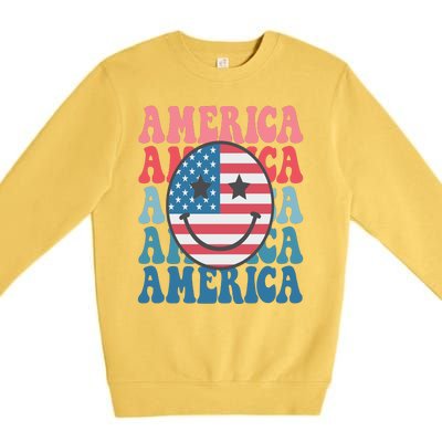 America Smiley Face Premium Crewneck Sweatshirt