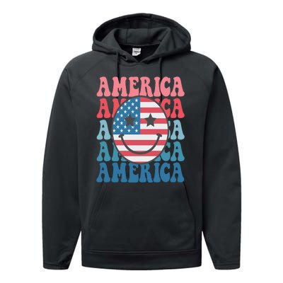 America Smiley Face Performance Fleece Hoodie