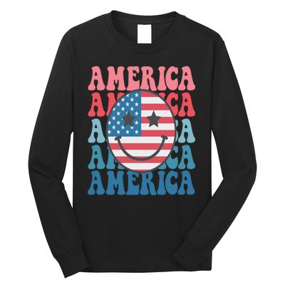 America Smiley Face Long Sleeve Shirt