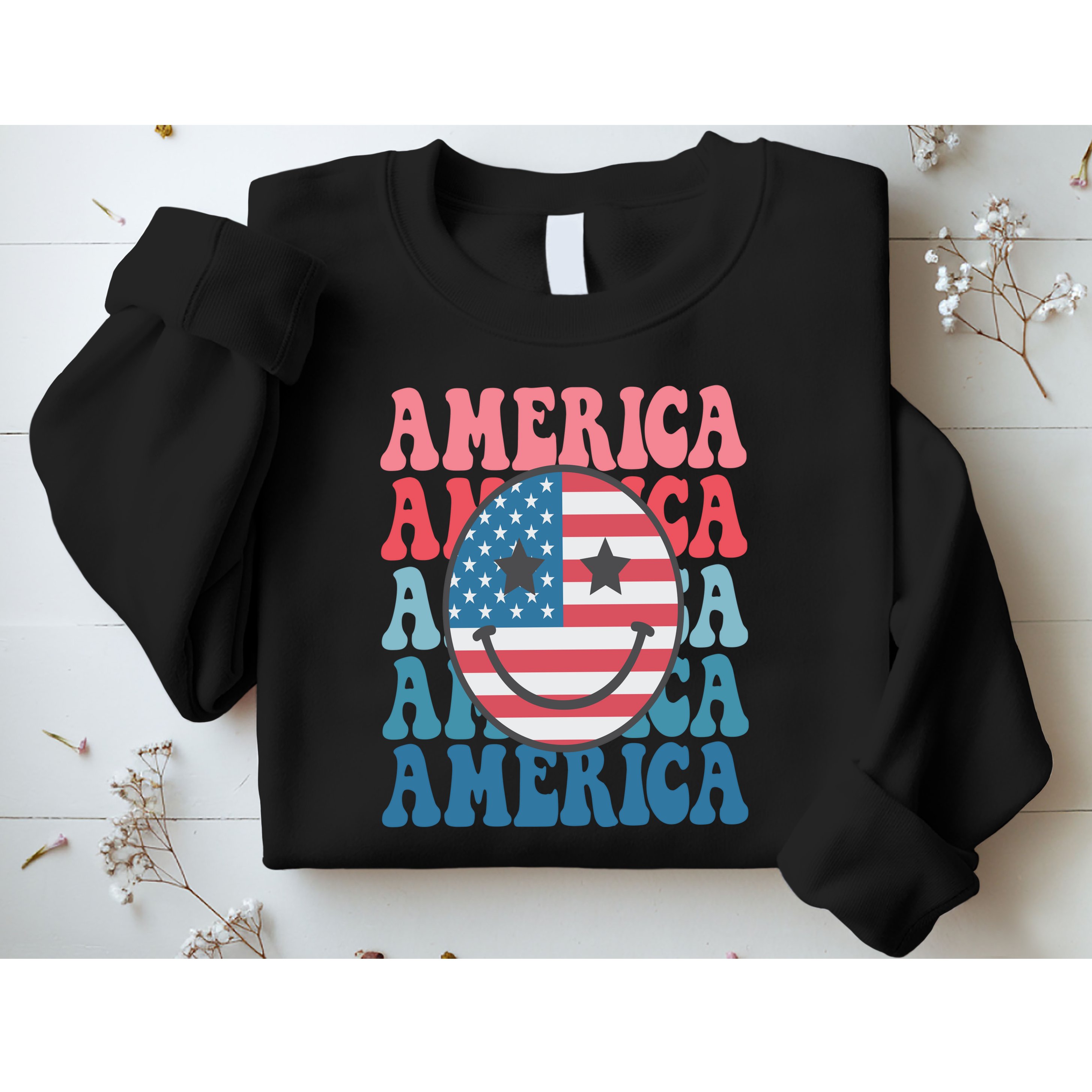 America Smiley Face Sweatshirt