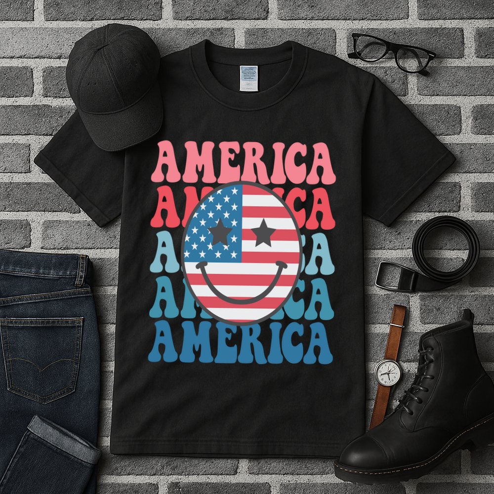 America Smiley Face Tall T-Shirt