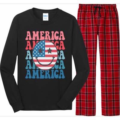 America Smiley Face Long Sleeve Pajama Set