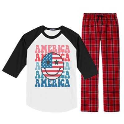 America Smiley Face Raglan Sleeve Pajama Set