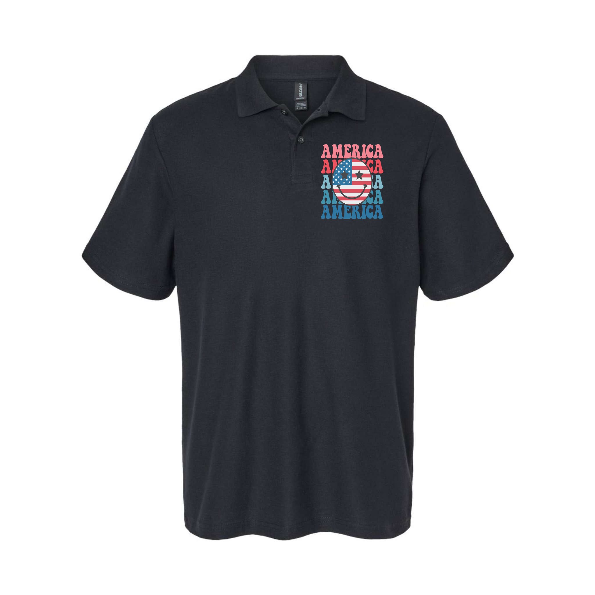 America Smiley Face Polo