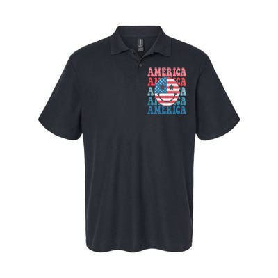 America Smiley Face Softstyle Adult Sport Polo