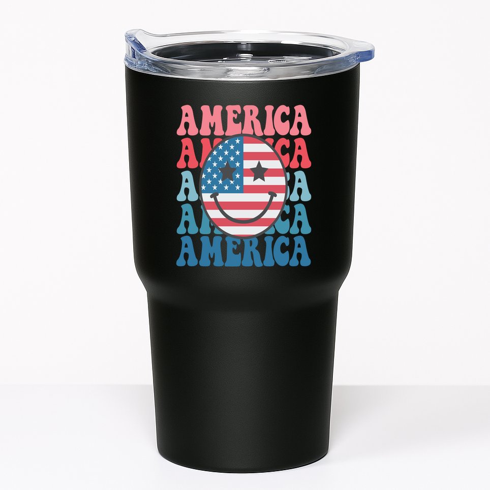 America Smiley Face Tumbler