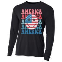 America Smiley Face Cooling Performance Long Sleeve Crew