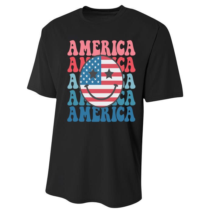 America Smiley Face Performance Sprint T-Shirt