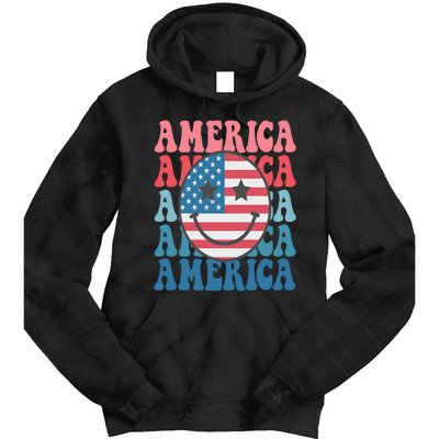 America Smiley Face Tie Dye Hoodie