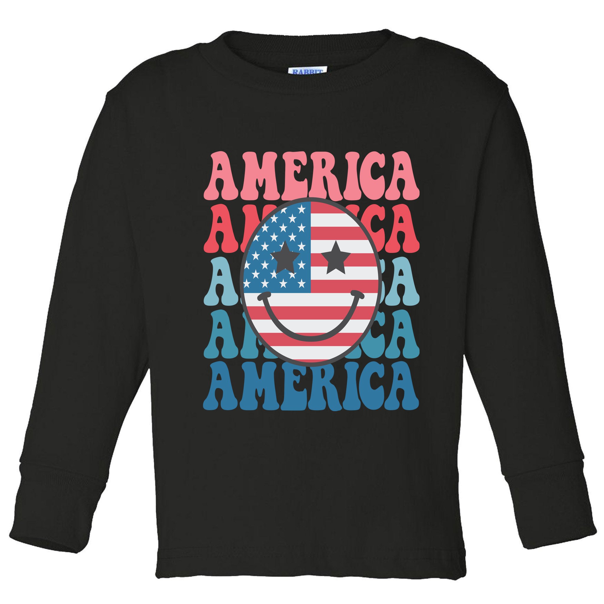 America Smiley Face Toddler Long Sleeve Shirt