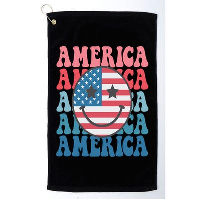 America Smiley Face Golf Towel
