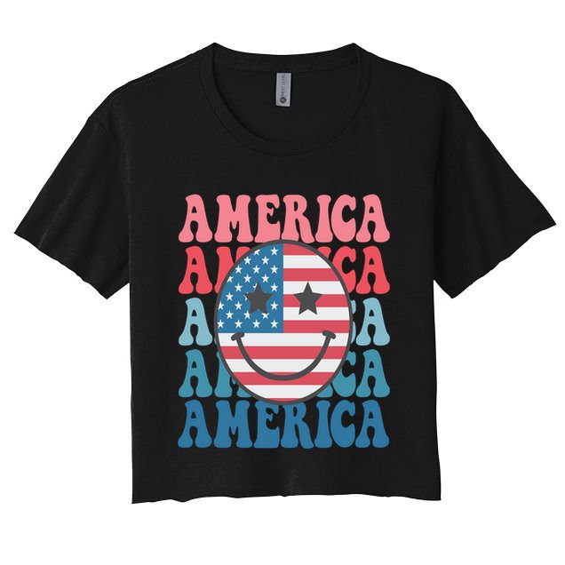 America Smiley Face Crop Top