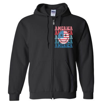 America Smiley Face Full Zip Hoodie