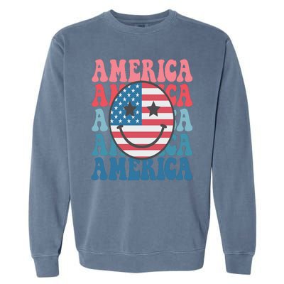 America Smiley Face Garment-Dyed Sweatshirt