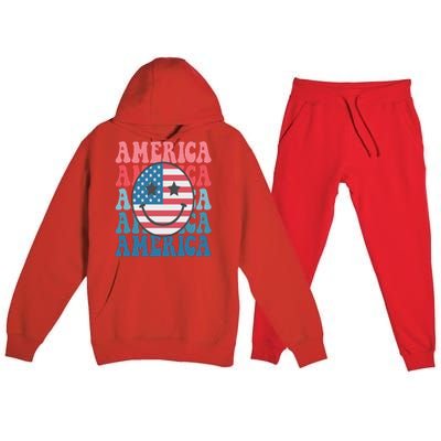 America Smiley Face Premium Hooded Sweatsuit Set