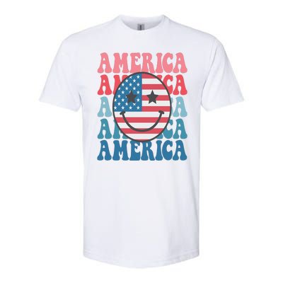 America Smiley Face Softstyle CVC T-Shirt