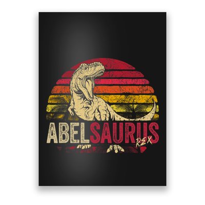 Abel Saurus Funny Personalized Dinosaur T Rex Boy Name Poster