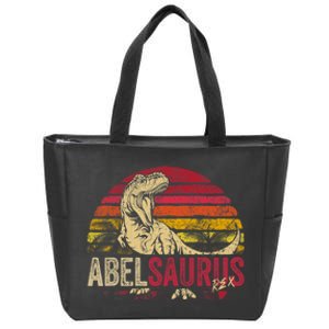 Abel Saurus Funny Personalized Dinosaur T Rex Boy Name Zip Tote Bag