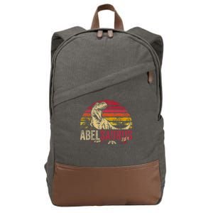 Abel Saurus Funny Personalized Dinosaur T Rex Boy Name Cotton Canvas Backpack