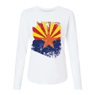 Arizona State Flag Faded Flag Of Arizona Womens Cotton Relaxed Long Sleeve T-Shirt