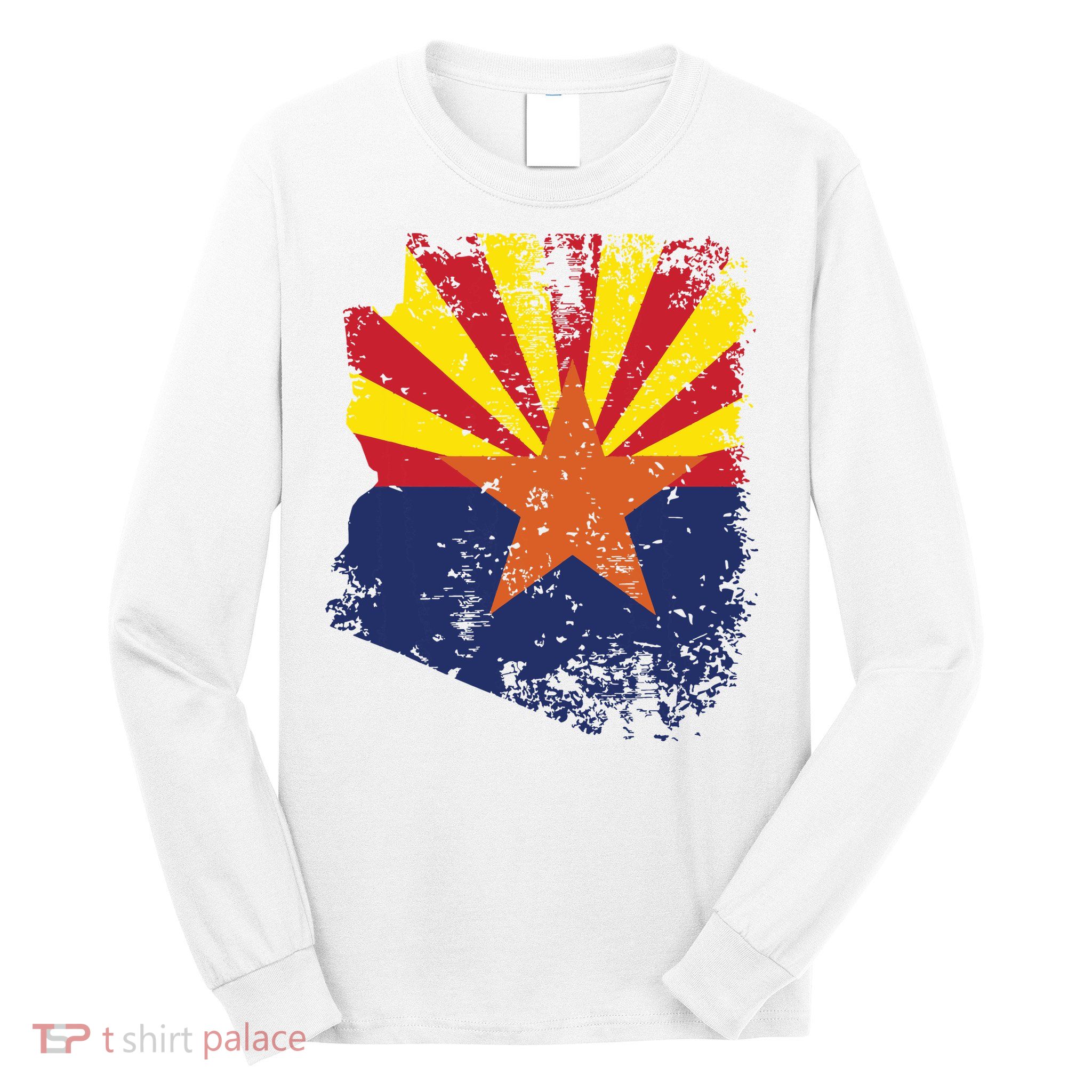 Arizona State Flag Faded Flag Of Arizona Long Sleeve Shirt