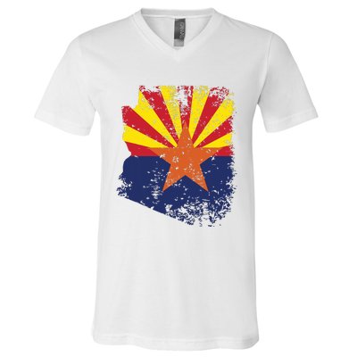 Arizona State Flag Faded Flag Of Arizona V-Neck T-Shirt