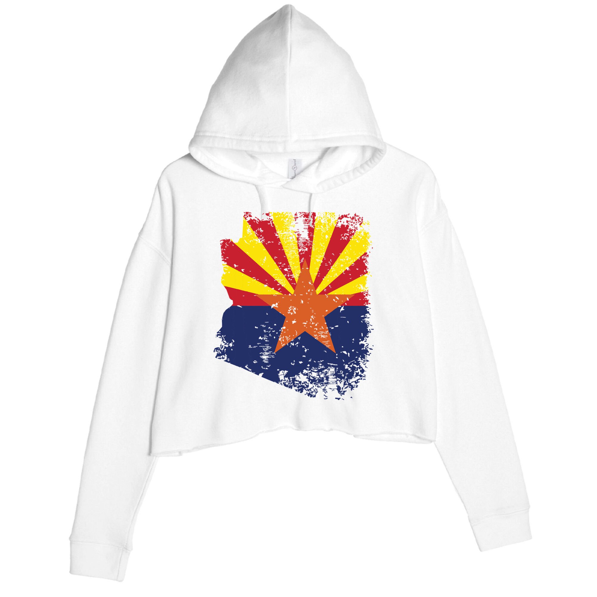 Arizona State Flag Faded Flag Of Arizona Crop Fleece Hoodie