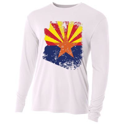 Arizona State Flag Faded Flag Of Arizona Cooling Performance Long Sleeve Crew