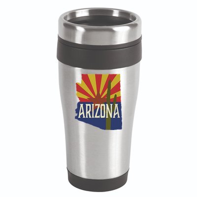 Arizona State Flag Saguaro 16oz Travel Tumbler