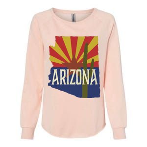 Arizona State Flag Saguaro Womens California Wash Sweatshirt