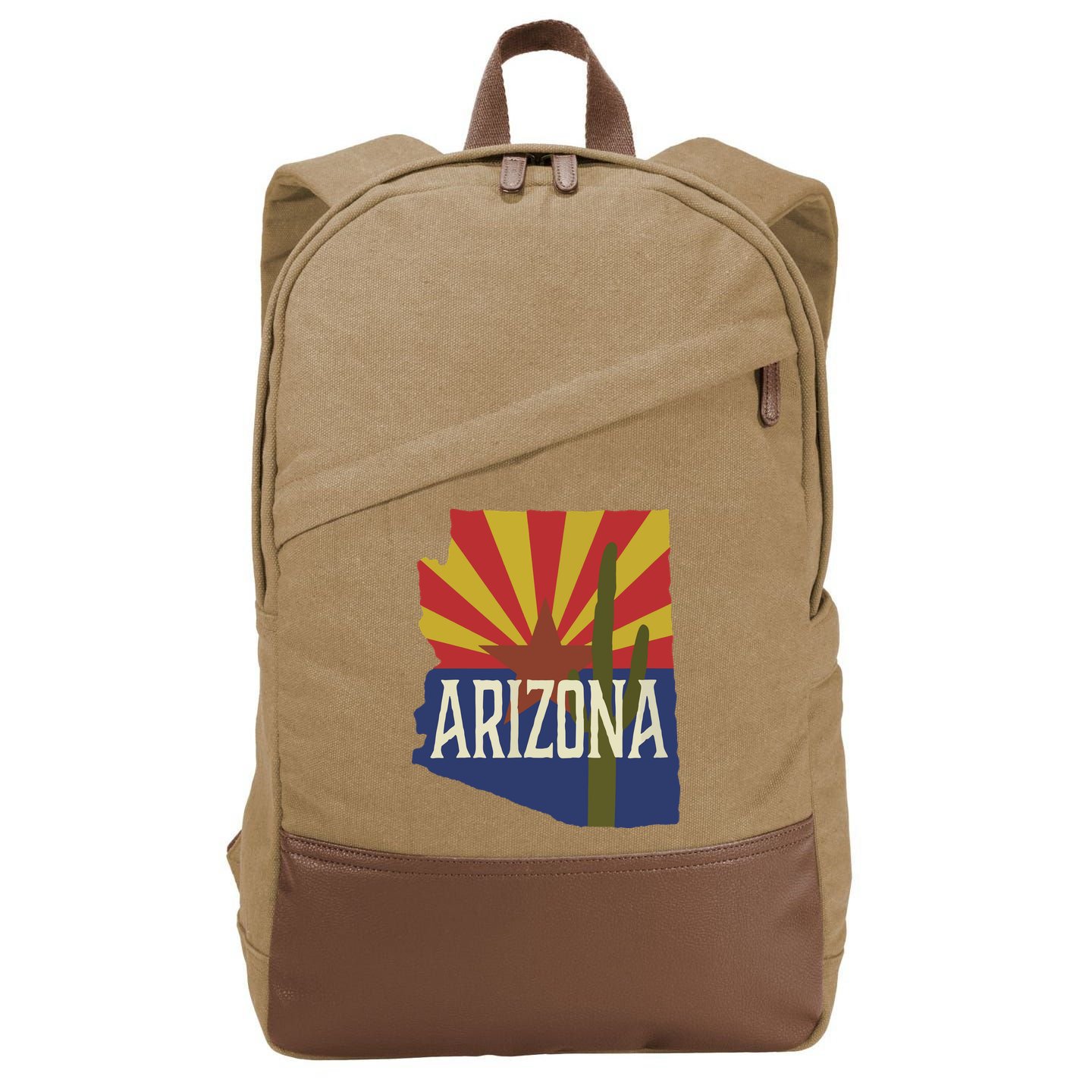 Arizona State Flag Saguaro Cotton Canvas Backpack