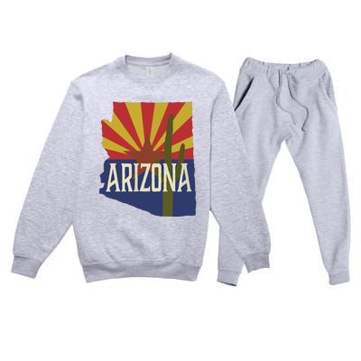 Arizona State Flag Saguaro Premium Crewneck Sweatsuit Set