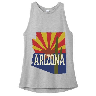 Arizona State Flag Saguaro Ladies PosiCharge Tri-Blend Wicking Tank