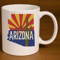 Arizona State Flag Saguaro 11oz C Handle Ceramic Mug