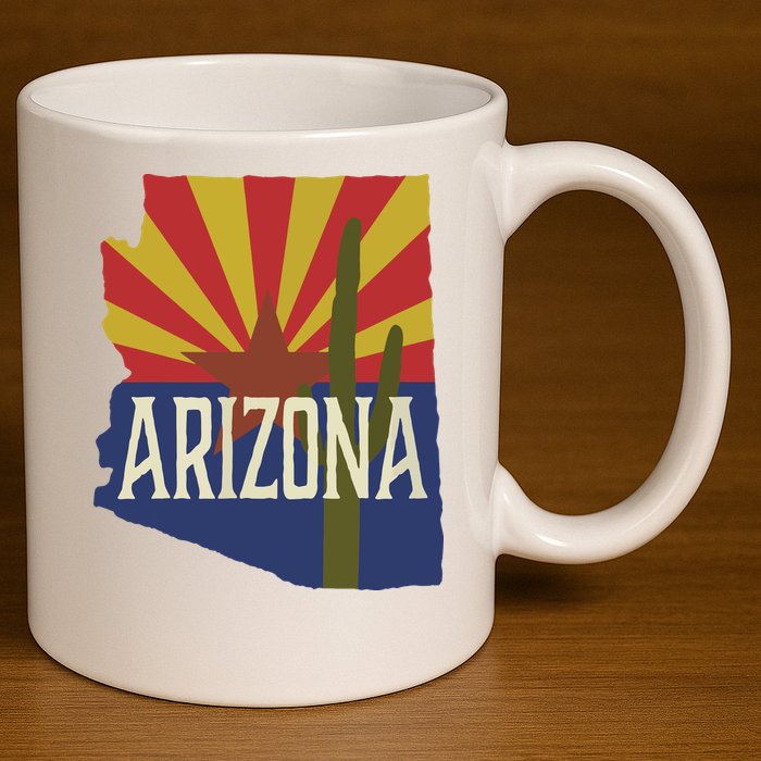Arizona State Flag Saguaro 11oz C Handle Ceramic Mug