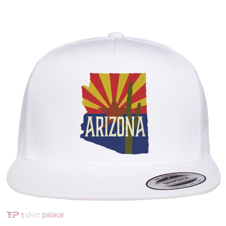 Arizona State Flag Saguaro Flat Bill Trucker Hat