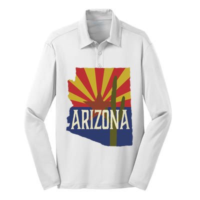 Arizona State Flag Saguaro Silk Touch Performance Long Sleeve Polo